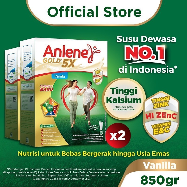 

Termurah Anlene Gold 5X Susu Bubuk Dewasa Vanila 2 x 85g Nutrisi Tinggi Kalsium Untuk Tulang Sendi dan Otot