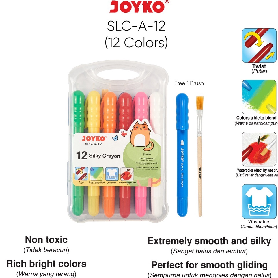 

Seller Joyko Krayon Halus Silky Crayon SLCA12 12Warna MURAH