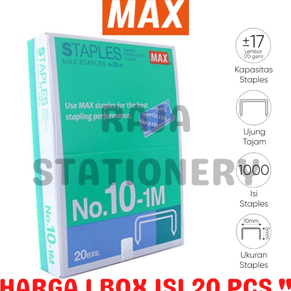 

Readystock MAX STAPLES NO1 STEPLES STEPLER HEKTER MAX KECIL NO11M 2PCS