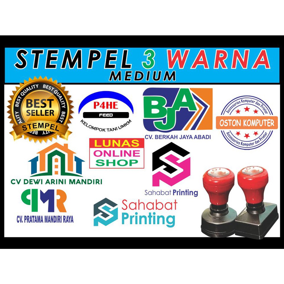

TERMURAH Stempel 3 Warna Ukuran Medium SIAP CAP