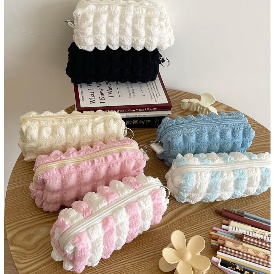 

Crumpled Grid Pencil Case Import Tempat Pensil Empuk Lembut Korean Pouch Makeup Import Tempat Pensil Aesthetic Korean Style