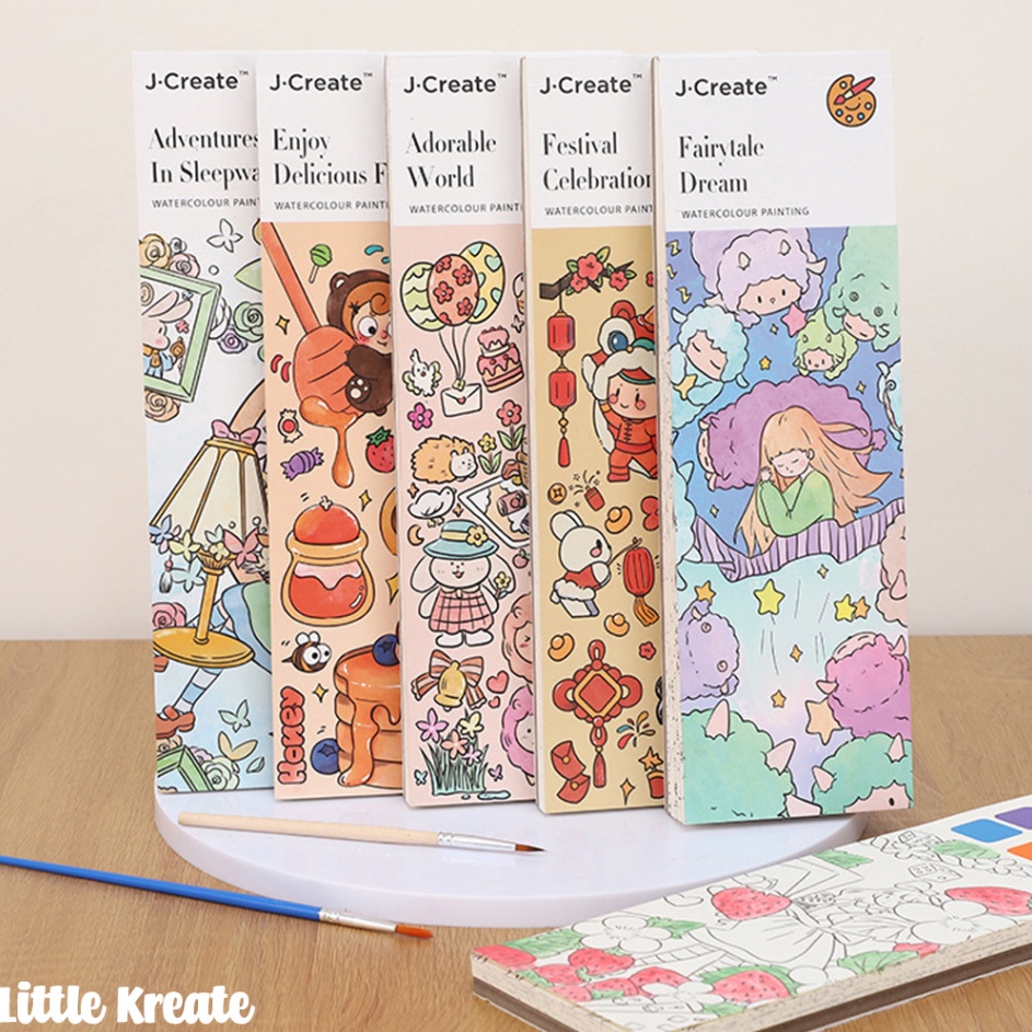 

Watercolor Poble Coloring Paper Mainan Buku Cat Air Mewarnai Travelling Pocket Painting Book