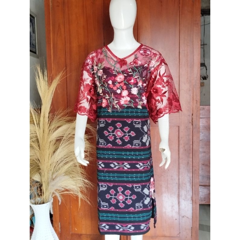 dress etnik motif andin kombi brokat new