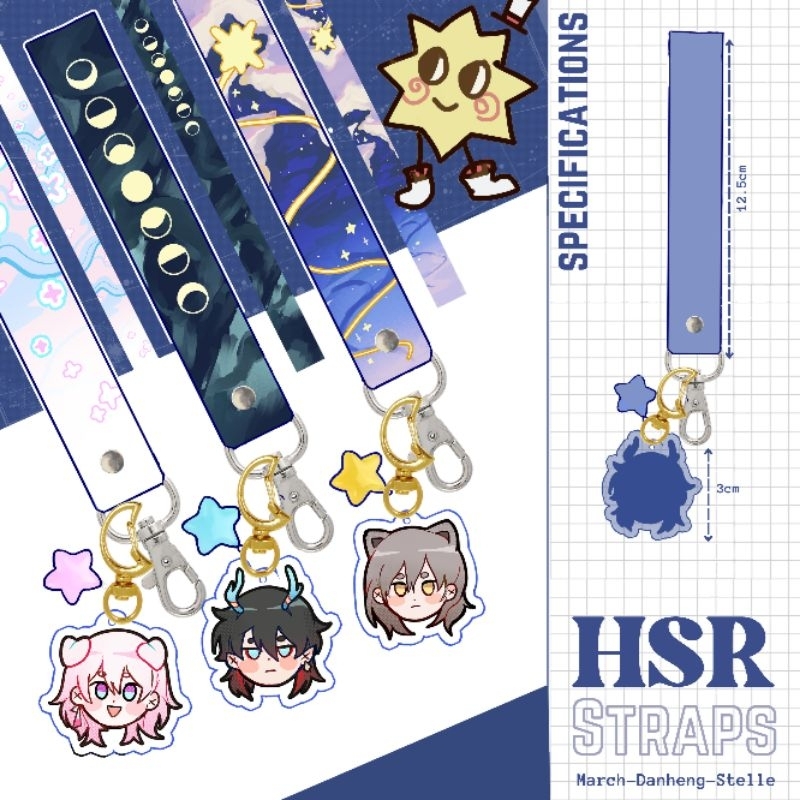 [CF CLEARANCE] Honkai: Star Rail/ HSR keychain straps | March 7th, Stelle, Danheng