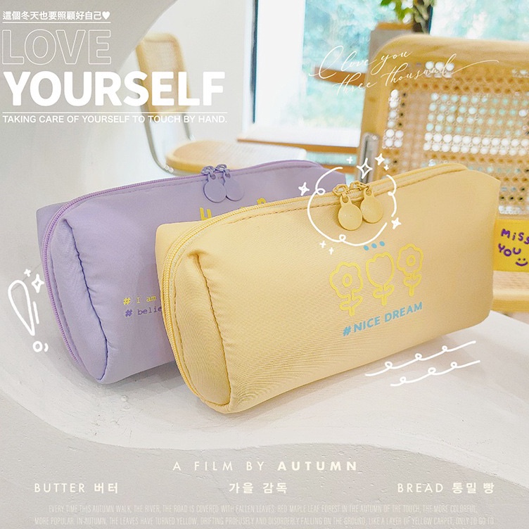 

Revolutionary KENSHO Kotak Pensil Sleting Bahan Satin Velvet Warna Aesthetic Pastel Pencil Case Zipper