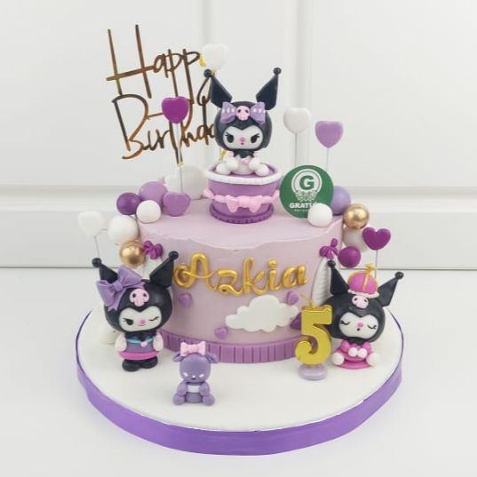 

CAKE TEMA KUROMI + TOPPER HAPPY BIRTHDAY / CAKE ULANG TAHUN