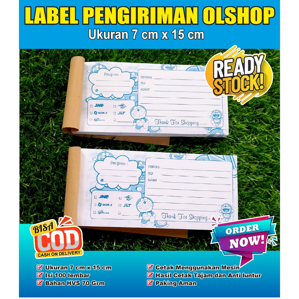 

LABEL PENGIRIMAN ISI 100 LEMBAR MOTIF DORAEMON