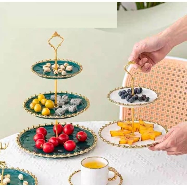 Premium Gold Cake Tier / Rak Susun Kue Roti / Piring Kue