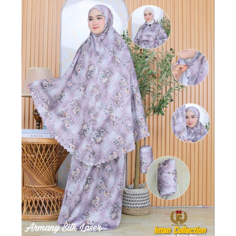 MUKENA DEWASA/MUKENA ARMANI SILK/MUKENA ARMANI  MOTIF/MODEL LASER/ARMANI SILKI MOTIF