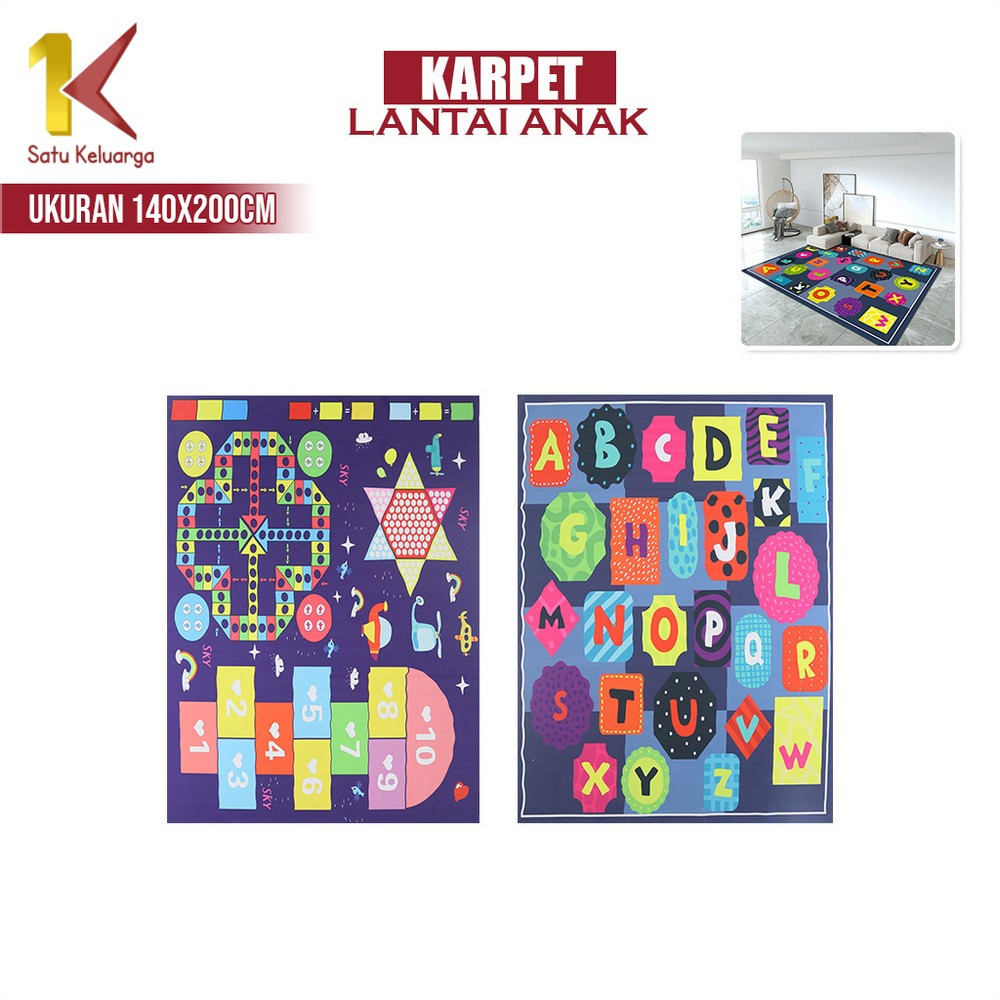Satu Keluarga Karpet Lantai Anak Playmate 140X200 C784 Alas Lantai Anti Slip Karpet Kamar Tidur Lipa