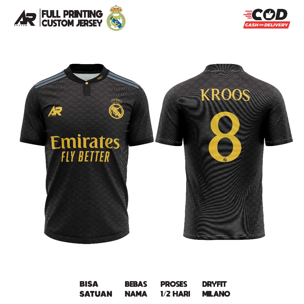 JERSEY BAJU BOLA REAL MADRID 3RD KE TIGA HITAM BERKERAH