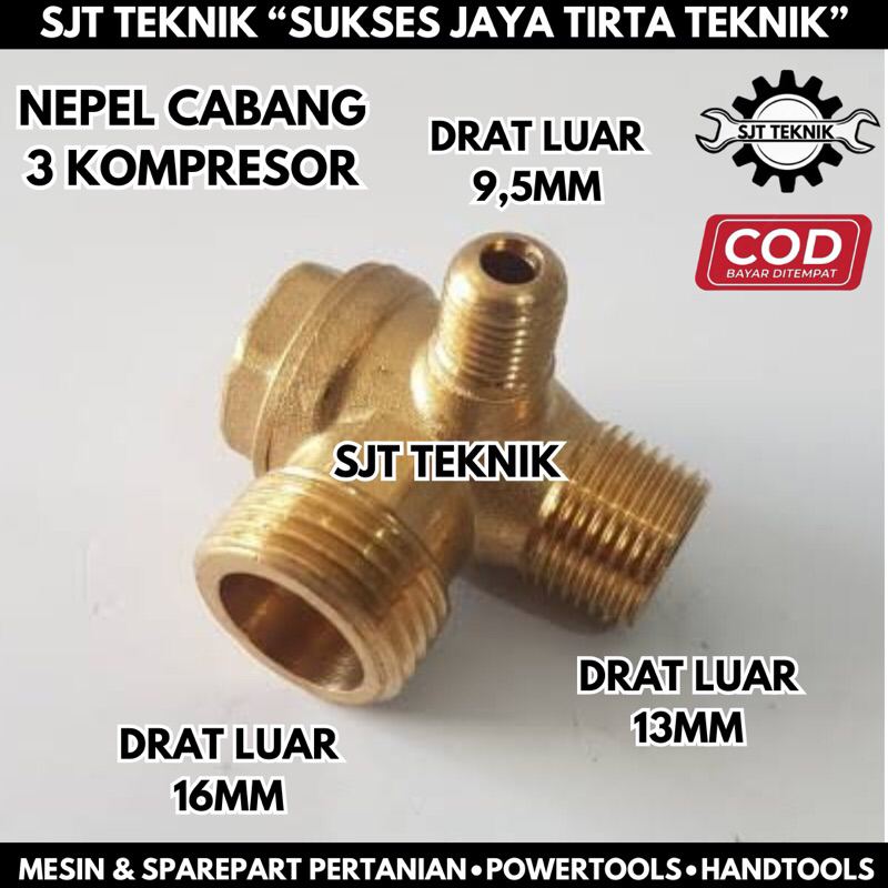 Nepel kuningan cabang 3 kompresor