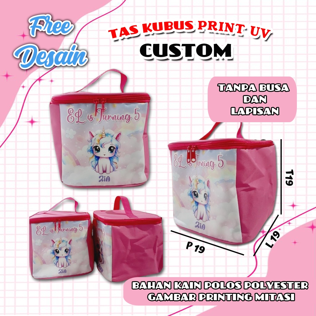 

Tas Ultah Kubus Custom Print UV Bisa pakai Nama
