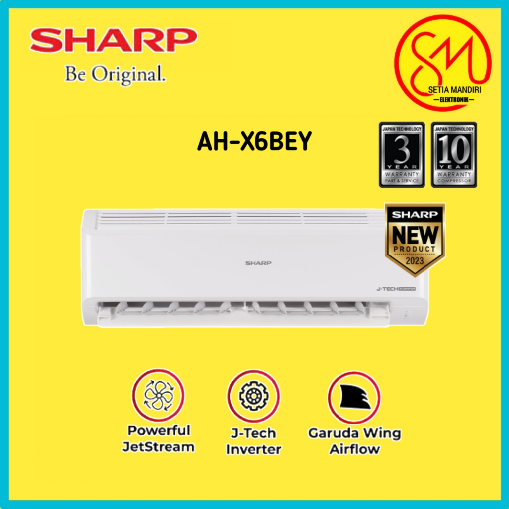 AC SHARP AH-X6BEY AC SPLIT 1/2 PK INVERTER GARUDA SERIES - GARANSI RESMI