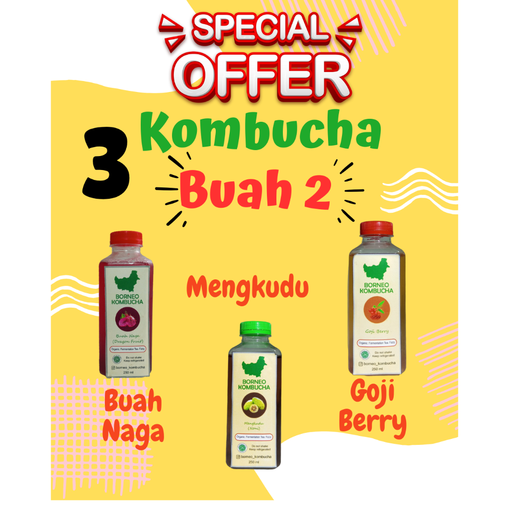 

PAKET 3 TEH BUAH BORNEO KOMBUCHA PELANGSING BADAN (3 X 250 mL)