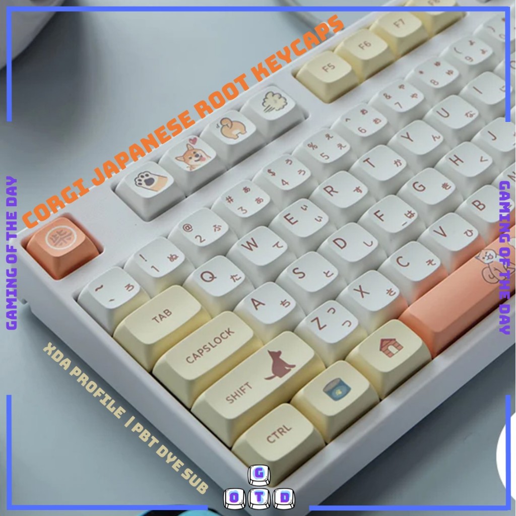 Corgi Japanese Root Keycaps by GOTD XDA Profile PBT Dye Sub Mechanical Keyboard Keycaps Dog