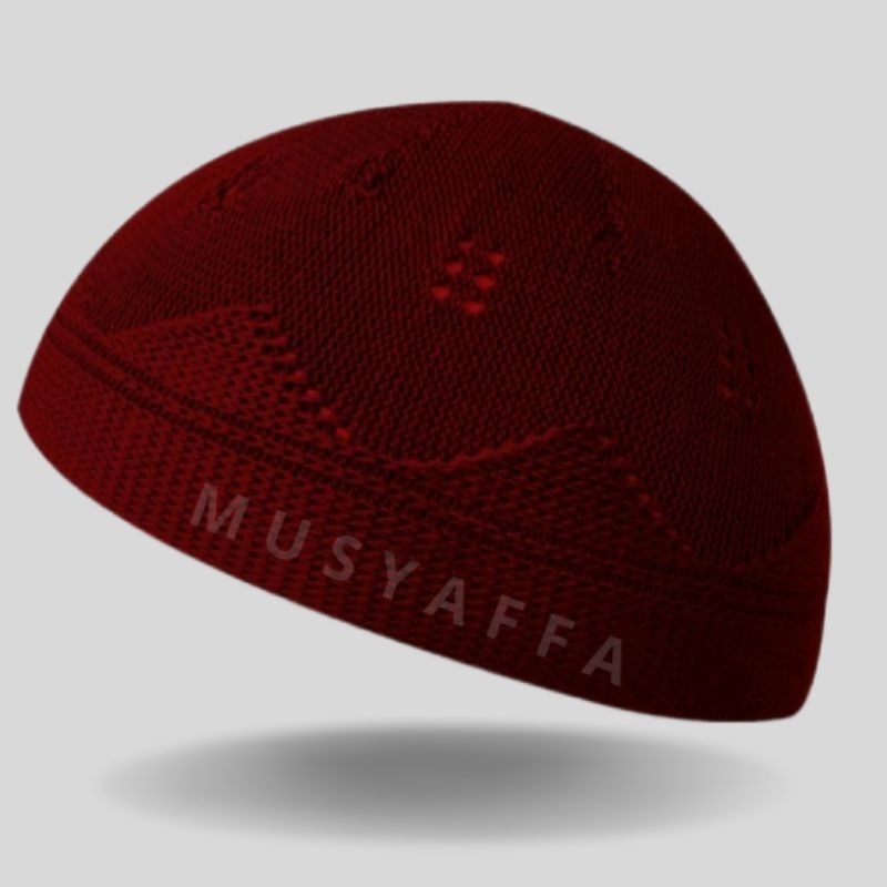 Peci Rajut Dewasa Turki Kualitas Super Tebal Maroon Oleh Oleh Haji Umroh
