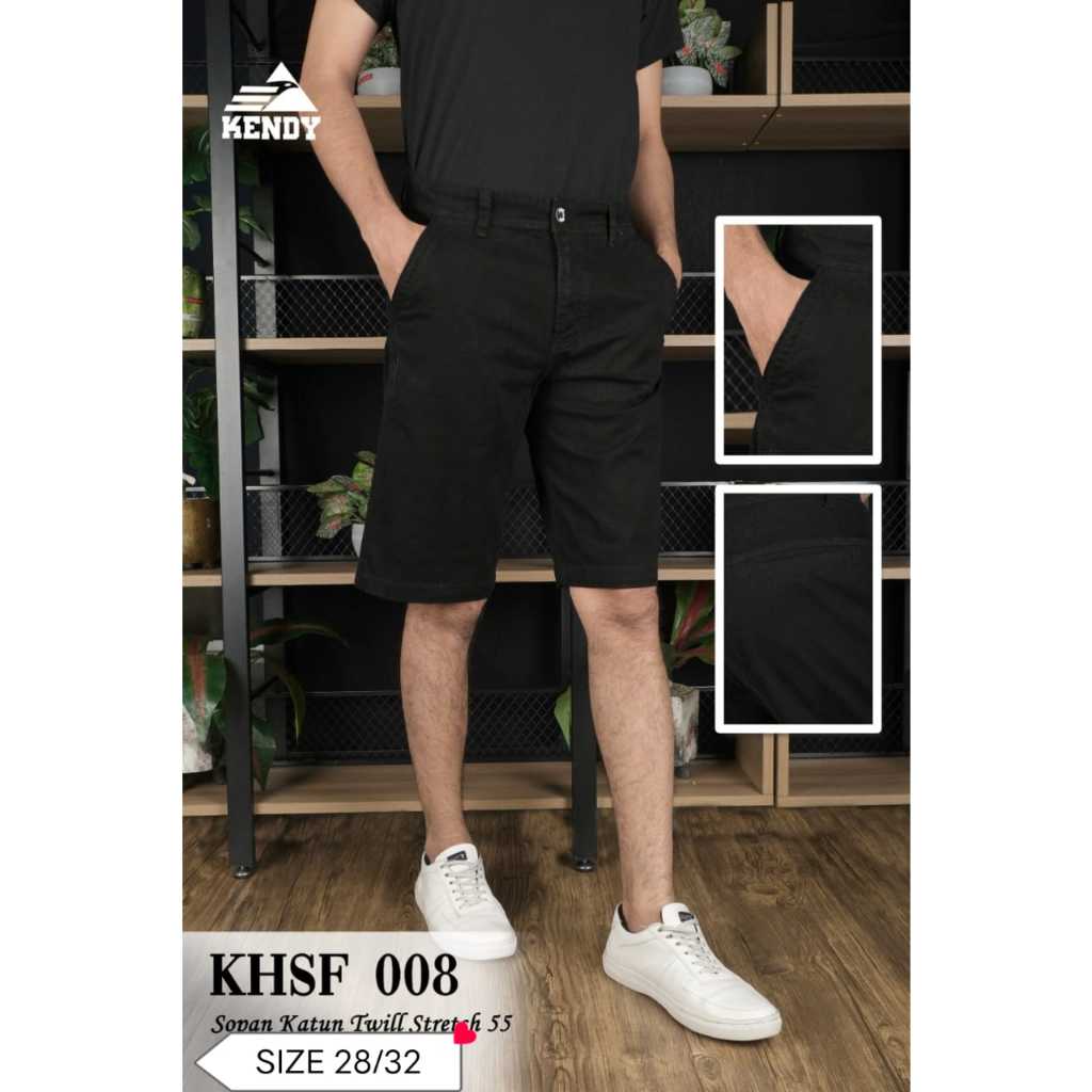 Celana KENDY Original Pendek Hitam (HSF) || Celana Pendek Hitam FS || 052