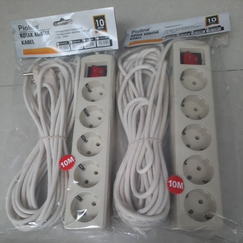 Colokan kabel 10 meter 5 lubang pioline SNI