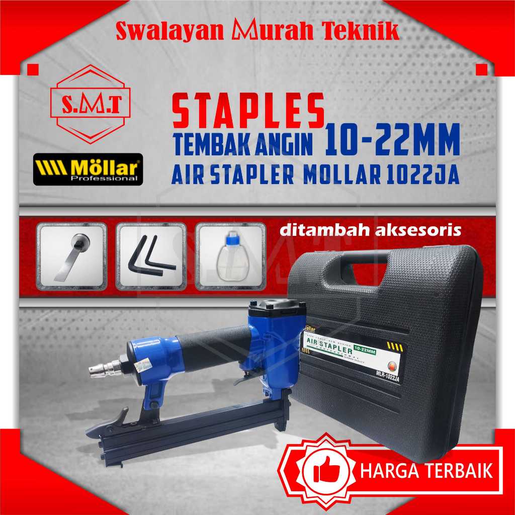 

Air Stapler Gun Mollar MLR1022JA Alat Paku Steples Angin U