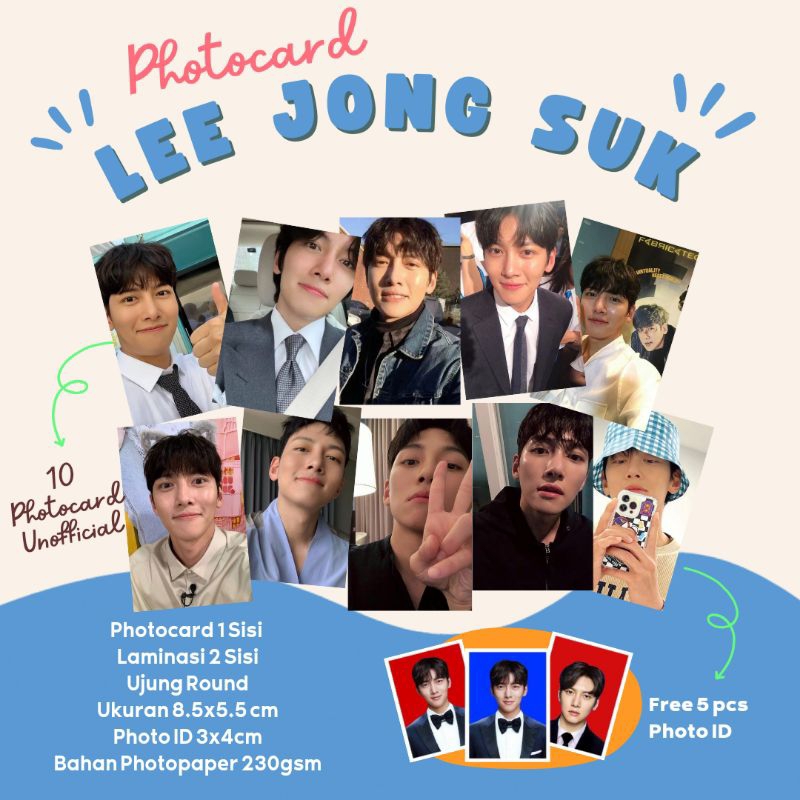 10 Pcs Photocard Set Lee Jong Suk / Free 5 Pcs Photo ID / Photocard Lee Jong Suk / Photocard aktor d