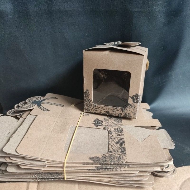 50 pcs PAPER BOX kemasan coklat rustik cangkir Gelas MUG enamel