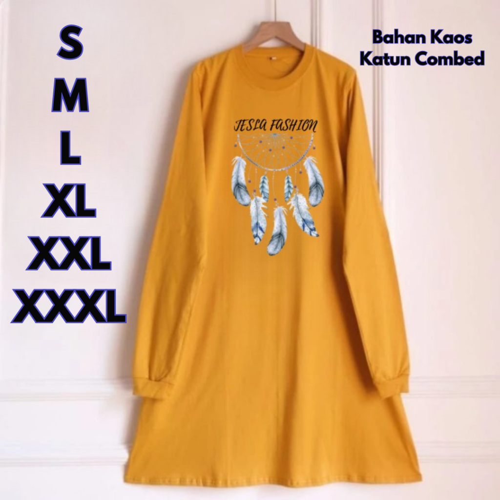 Tunik Wanita Jumbo Delova Tunik BO S M L XL XXL 3XL Bahan Kaos Katun Combed Baju Atasan Kaos Oversiz