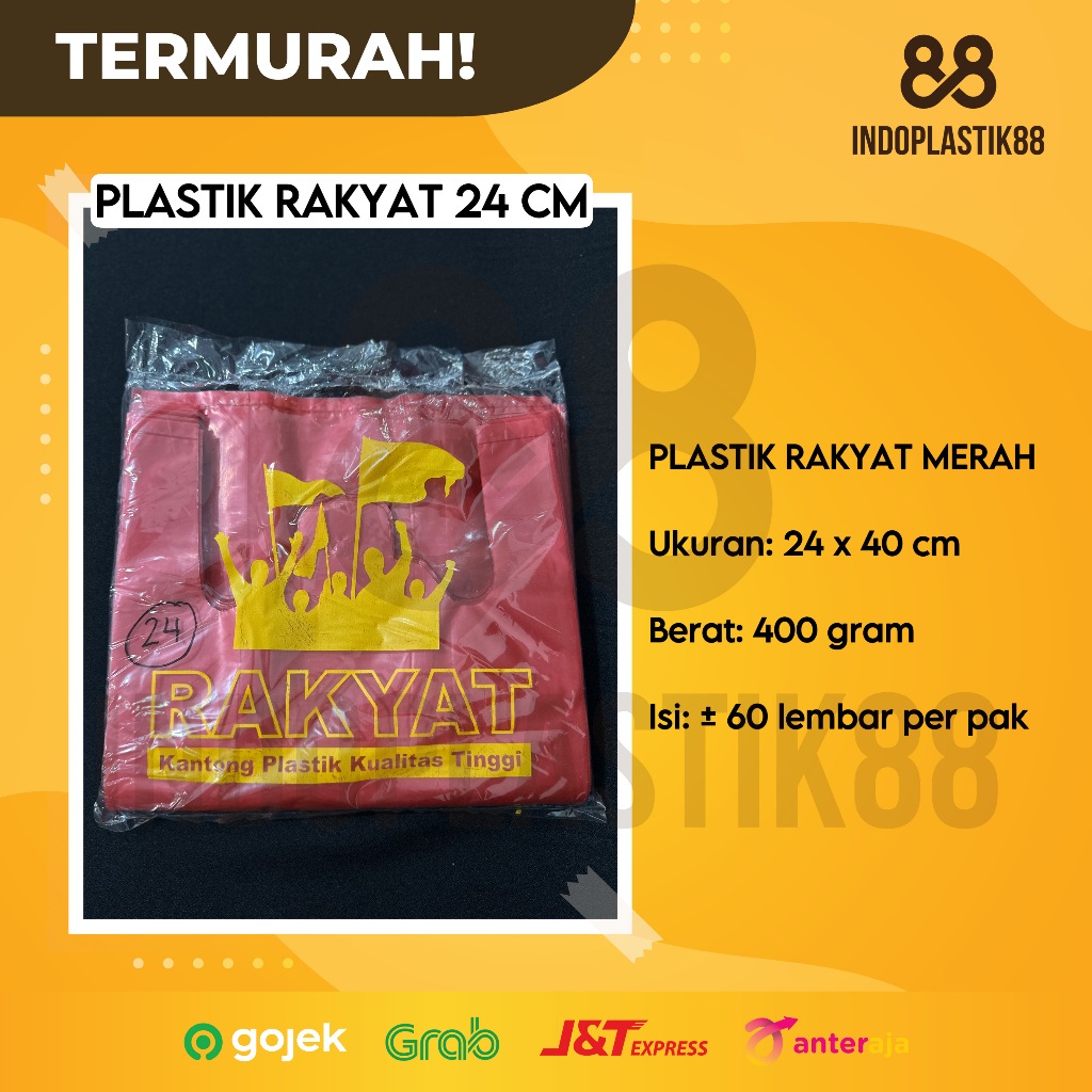 KANTONG PLASTIK RAKYAT 24 X 40 KANTONG PLASTIK HD MERAH KRESEK TEBAL