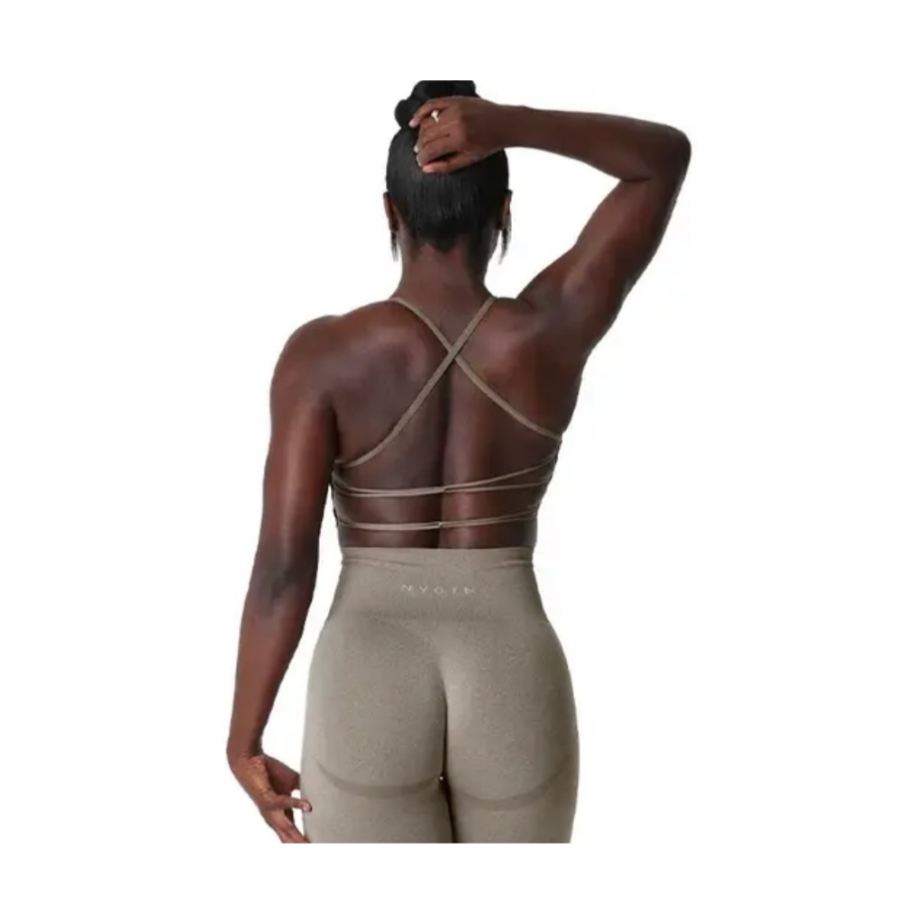 NVGTN Invincible Seamless Sports Bra Spandex color TAUPE size M