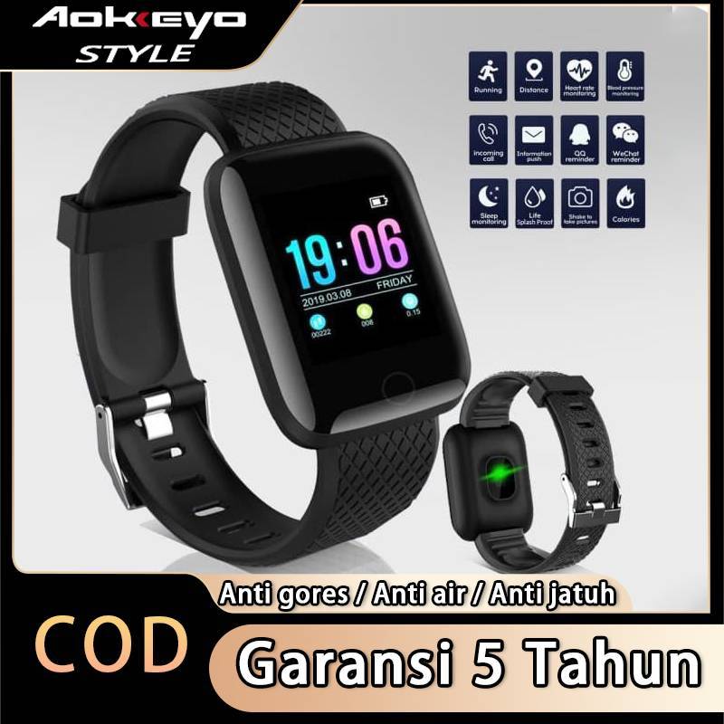 AOKEYO 116 Plus Smartwatch Bluetooth Smartband Fitness Tracker Colour Display HeartRate Waterproof Jam Tangan Pria Wanita Digital
