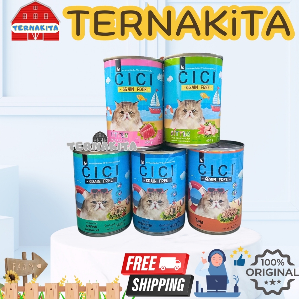 CICI KALENG CAT GRAIN FREE ADULT & KITTEN 400 gr HEWANPEDIA - makanan kucing dewasa & kitten