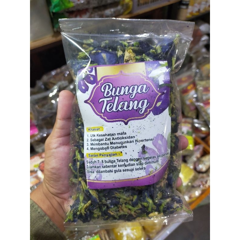 

Bunga telang oven - bunga telang kering - kemasan 100 gr - dan kemasan 500 gr - butterfly pea - teh bunga telang - teh herbal - kaya manfaat