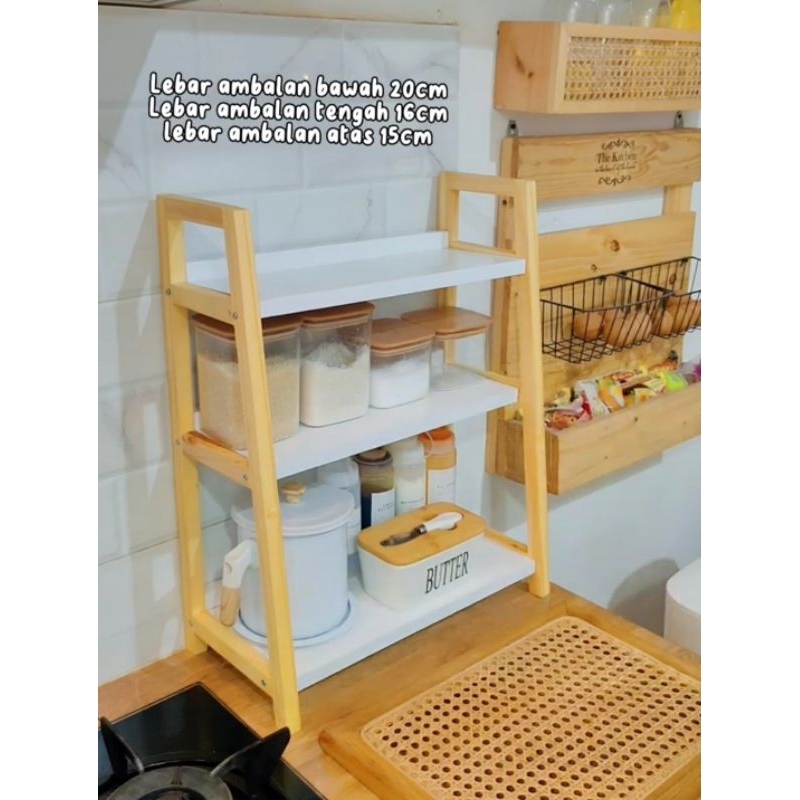 Rak bumbu 3 susun / Rak bumbu murah / rak bumbu kayu / Rak serbaguna
