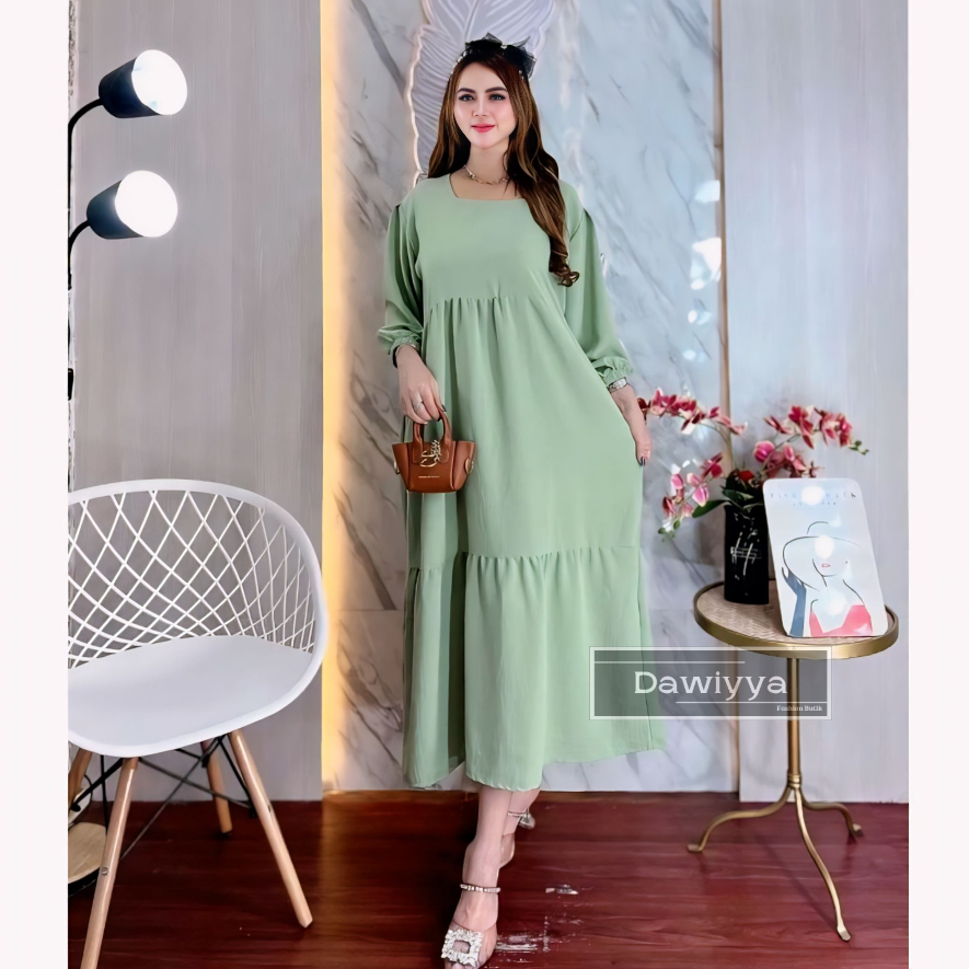 DASTER SUSUN POLOS RAMPEL KEKINIAN BUSUI BUMIL DRESS MIDI CRINKLE AIRFLOW PREMIUM ORIGINAL ALL SIZE