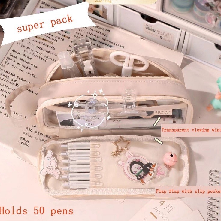 

INS Pencil Case Large Capacity Pencil Case Simple Japanese Stationery Storage Bag School Office Supplies