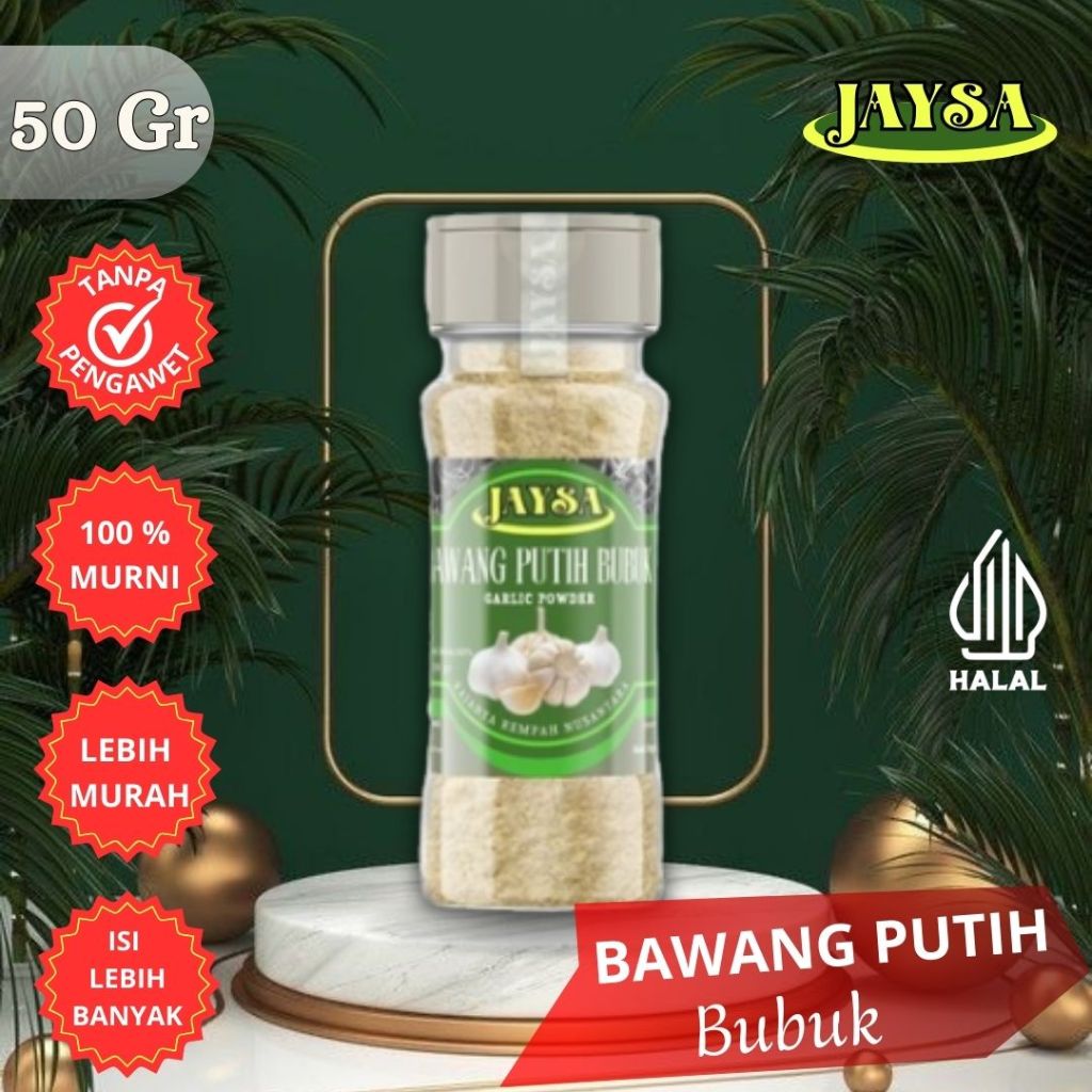 

JAYSA - Bawang Putih Bubuk 50 gr / Garlic Powder / Bawang Putih Bubuk / Garlic Powder Grade A / Bubuk Bawang Putih / Premium Garlic Powder / Bawang Putih Bubuk Premium / Bawang Putih Bubuk Halal / Bawang Putih Berualitas