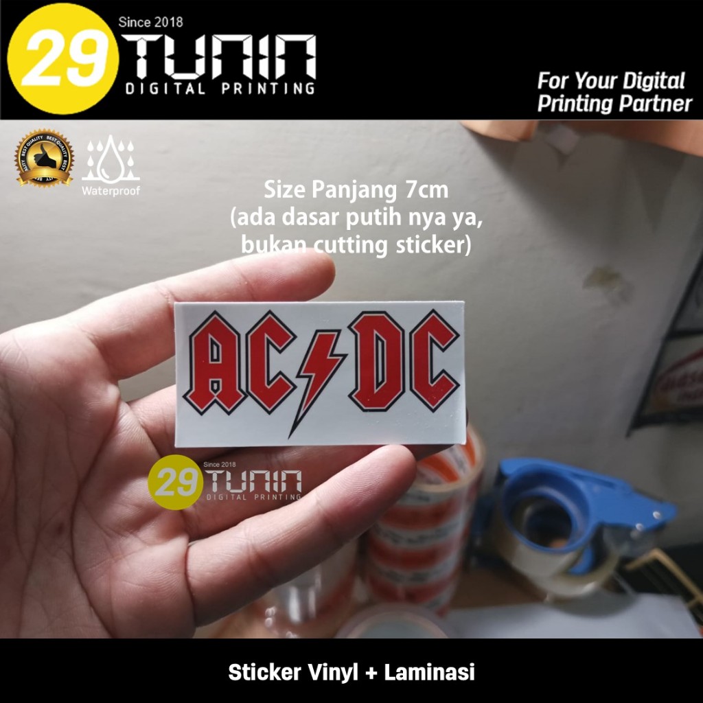 

Sticker Vinyl Printing - Band AC DC 7cm Ada Dasar Putihnya
