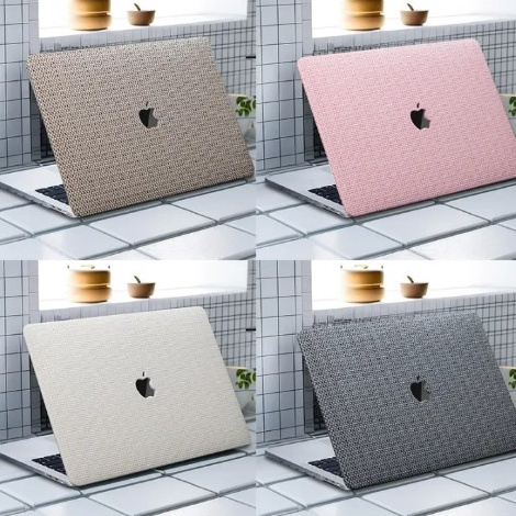 KODE V15T MacBook Waffle Case Logo Cut Out Bahan Rajut New Air 222 Pro 13 14 Air 21822 M1 Desain Har
