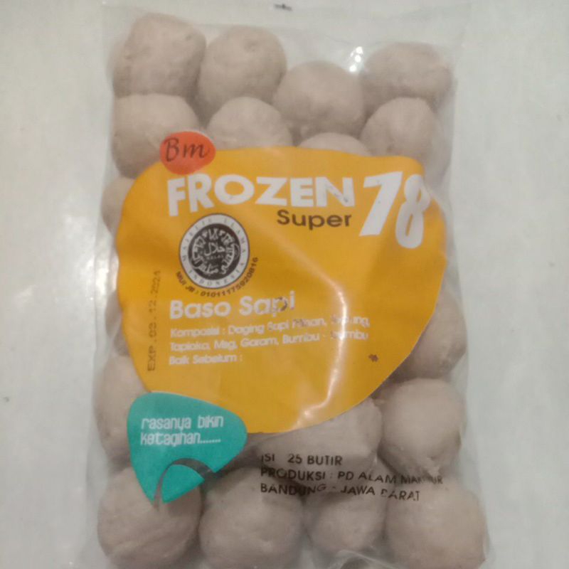 

Baso Sapi Frozen Super78 isi 25 Butir Halal