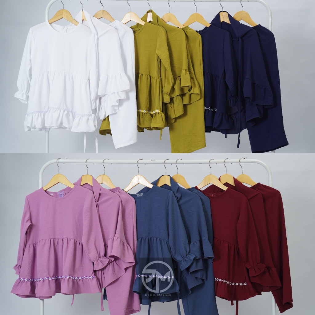 Salim Moslem Three Set Crinkle Setelan Anak Perempuan 1-12tahun