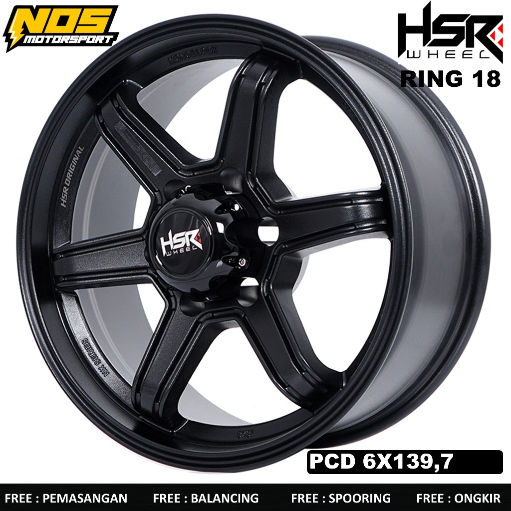 Velg TE37 hsr ring 18 minas pcd 6x139,7 warna hitam cocok untuk fortuner, hilux, pajero, dll