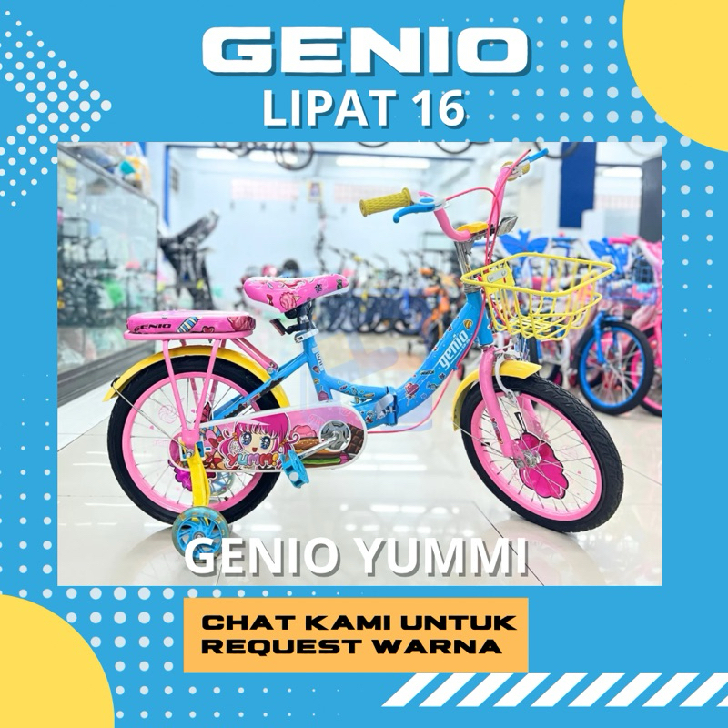 SEPEDA ANAK CEWEK PEREMPUAN LIPAT 16 GENIO YUMMI TERBARU [PROMO LAMONGAN]