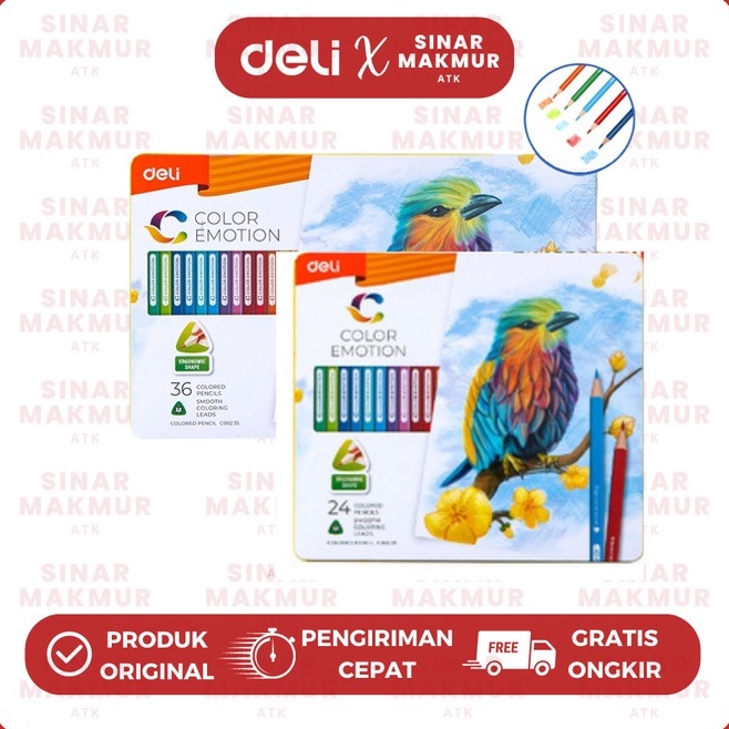 

Ramah Lingkungan Color Pencil 24 ColorsPensil Warna Color Emotion Deli 2436 EC SET