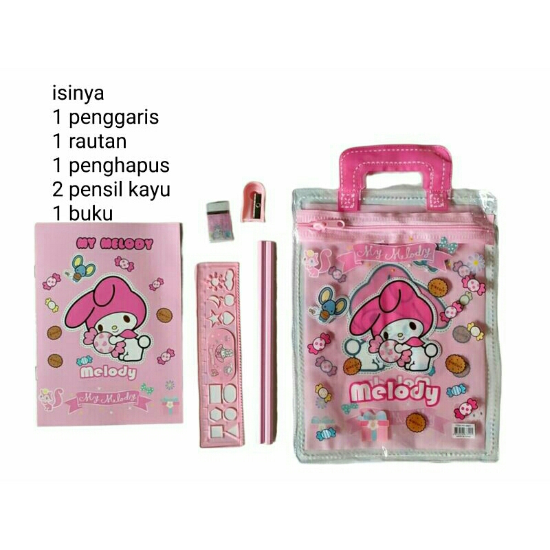 

study set paket alat tulis tema my melody