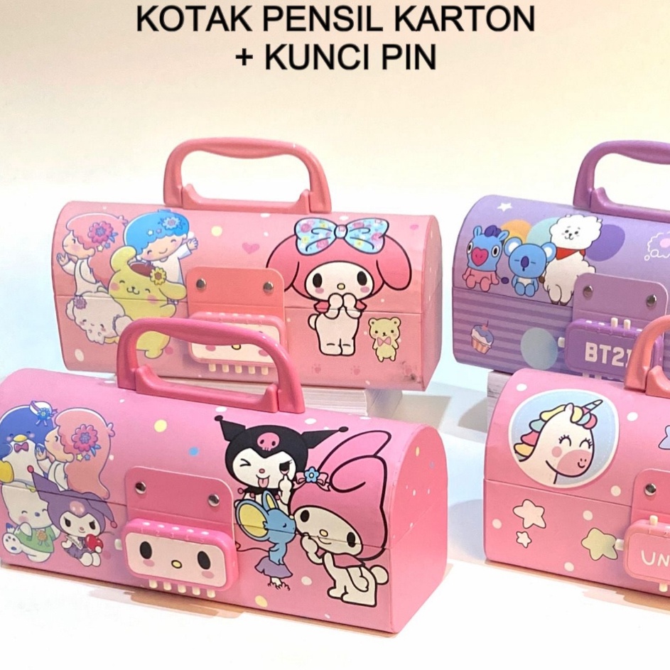 

Model Baru HD Kotak Pensil KartonKunci PinTempat PensilPensil Case Locker