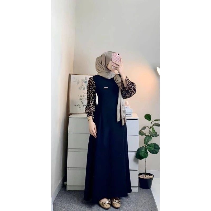Adera dress leopard/ home dress/dress kondangan bahan katun rayon twill premium