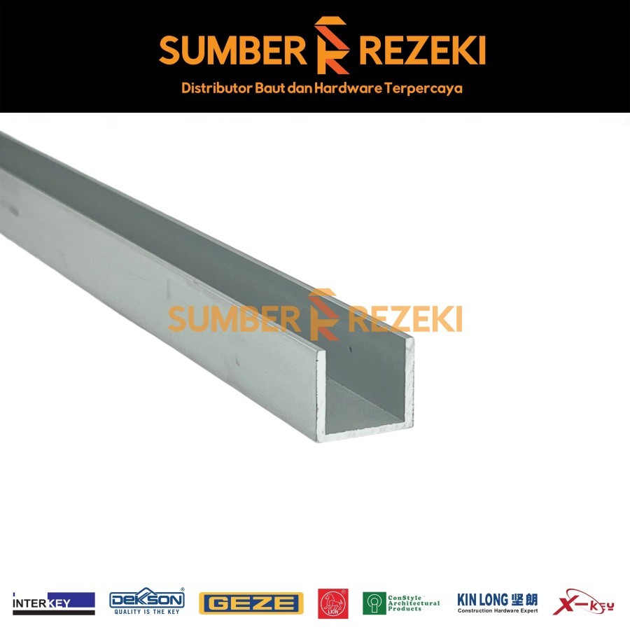 U CHANNEL ALUMUNIUM REL BAWAH PINTU LIPAT 2 X 2 - 4m