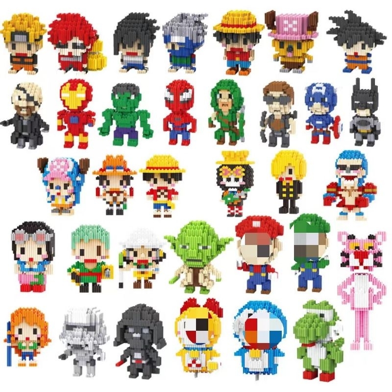 Nano bricks action figure naruto Luffy son goku doraemon Ironman spiderman Batman lotso