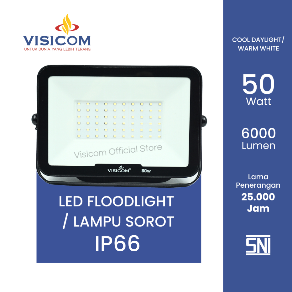 VISICOM Lampu Sorot LED Floodlight 50 Watt (High Lumen) - Cahaya Putih/Kuning