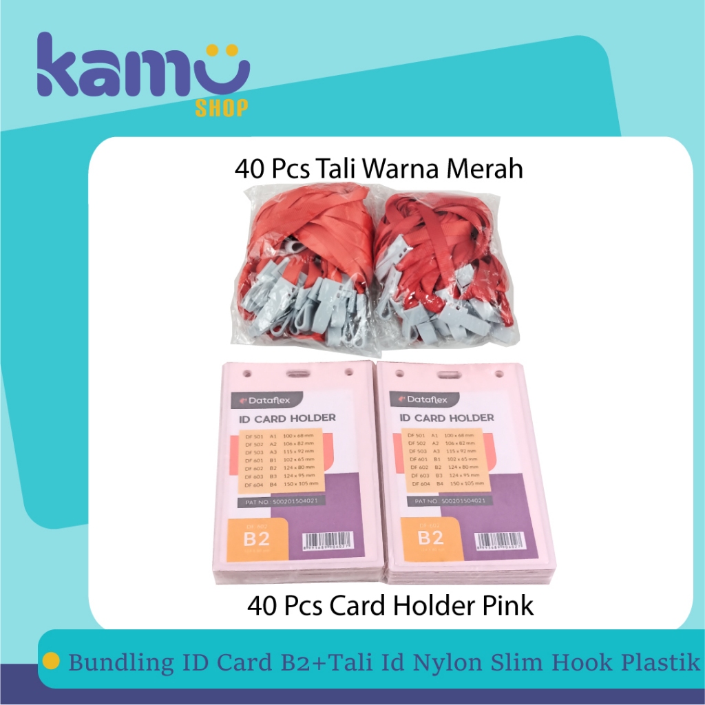 

BUNDLING 40 Pcs ID CARD B2 + 40 Pcs Tali ID Nylon Slim Hook Plastik ( CBT - NYLK )